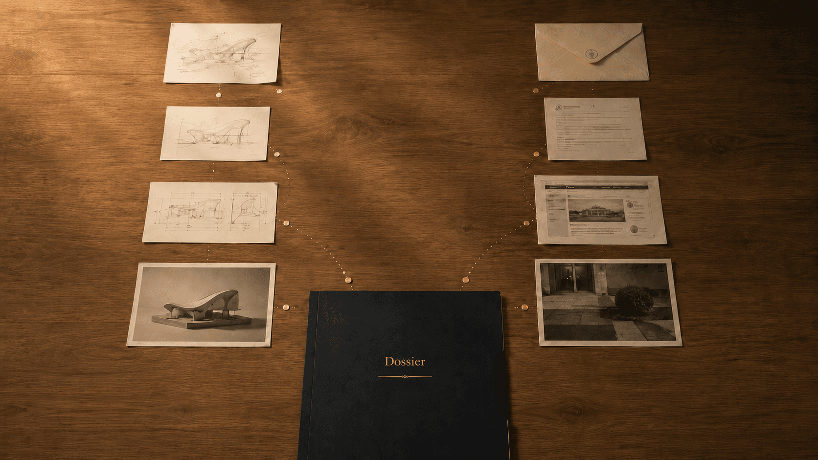 Two documentary paths — creative provenance and digital-evidence preservation — converging into a Dossier.
